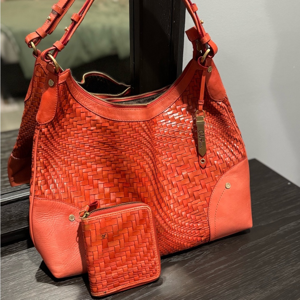 NWT Cole Haan Genevieve Weave Hobo Bag + wallet